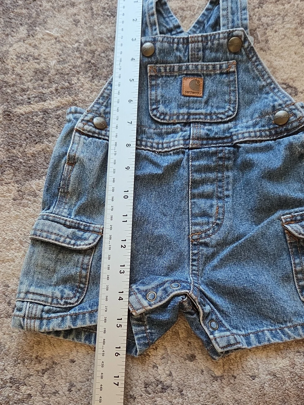Carhartt Infant Denim Short Overalls Size 6 Months